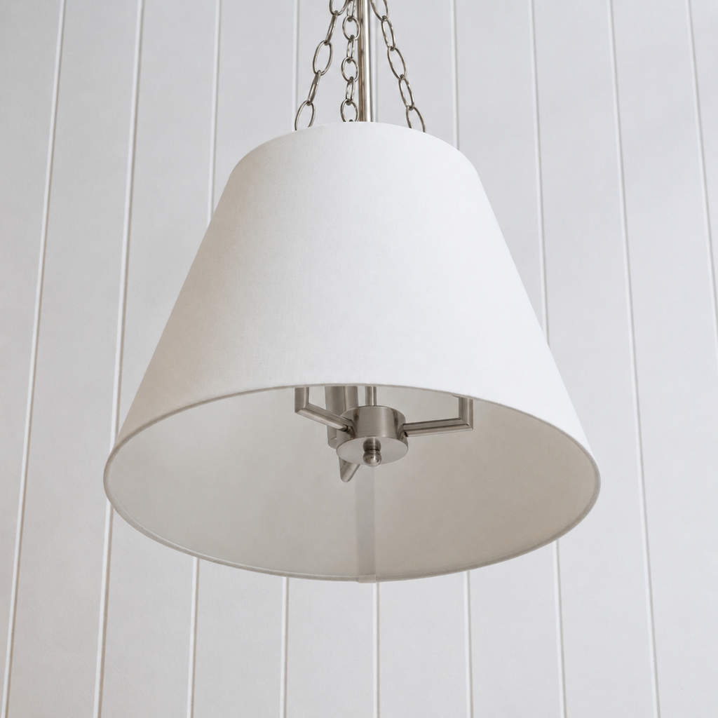 Chloe White Pendant Light with Adjustable Chain & Nickel Hardware