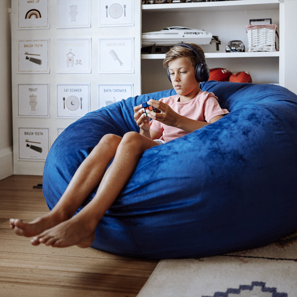 Pierre Fur Ocean Blue Bean Bag - Luxurious Comfort