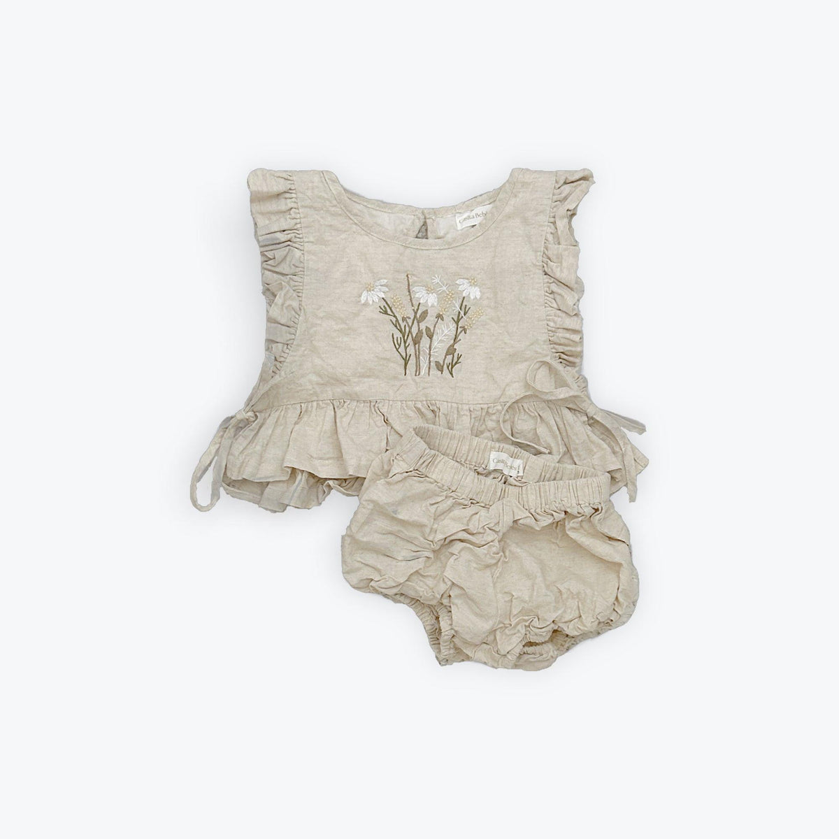 Mamita Siena Linen Bloomer Set - Stylish & Eco-Friendly Baby Wear