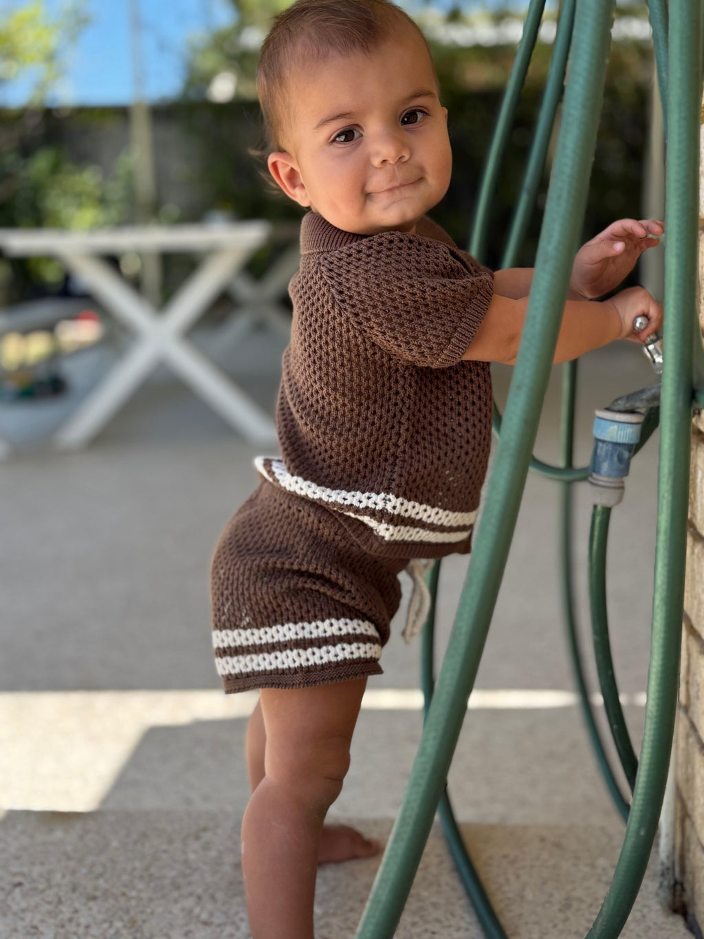Eco-Friendly Swim Essentials Top in Dusty Brown for Toddlers