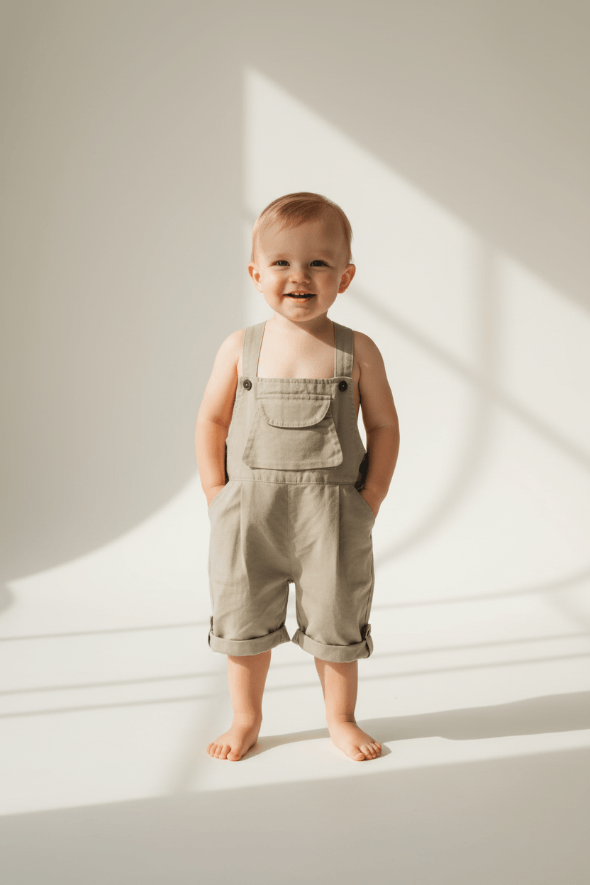 Eco-Friendly Papitō Ompa Lompa Beige Overalls for Toddlers