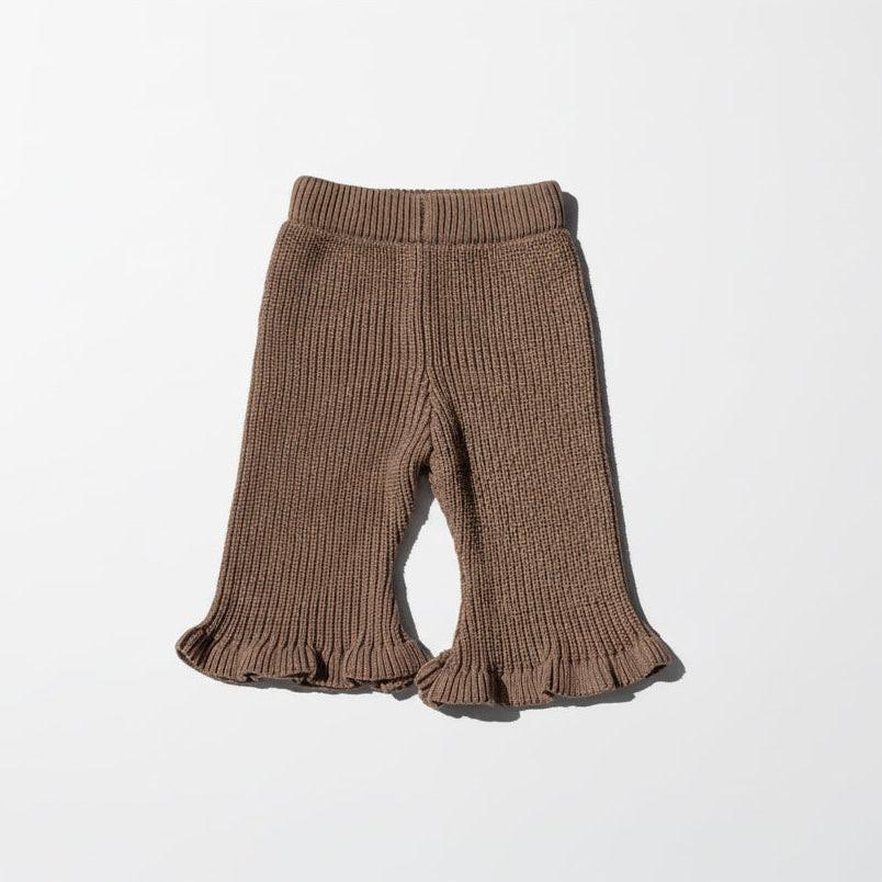 Mamīta Organic Cotton Chunky Flared Pants in Dusty Brown