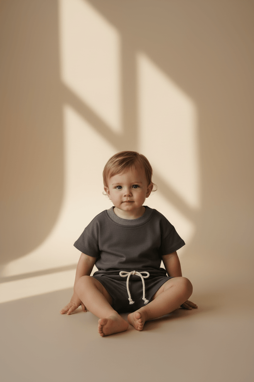 Papitō Francisco Dusty Grey Baby Shorts – Soft & Flexible Comfort