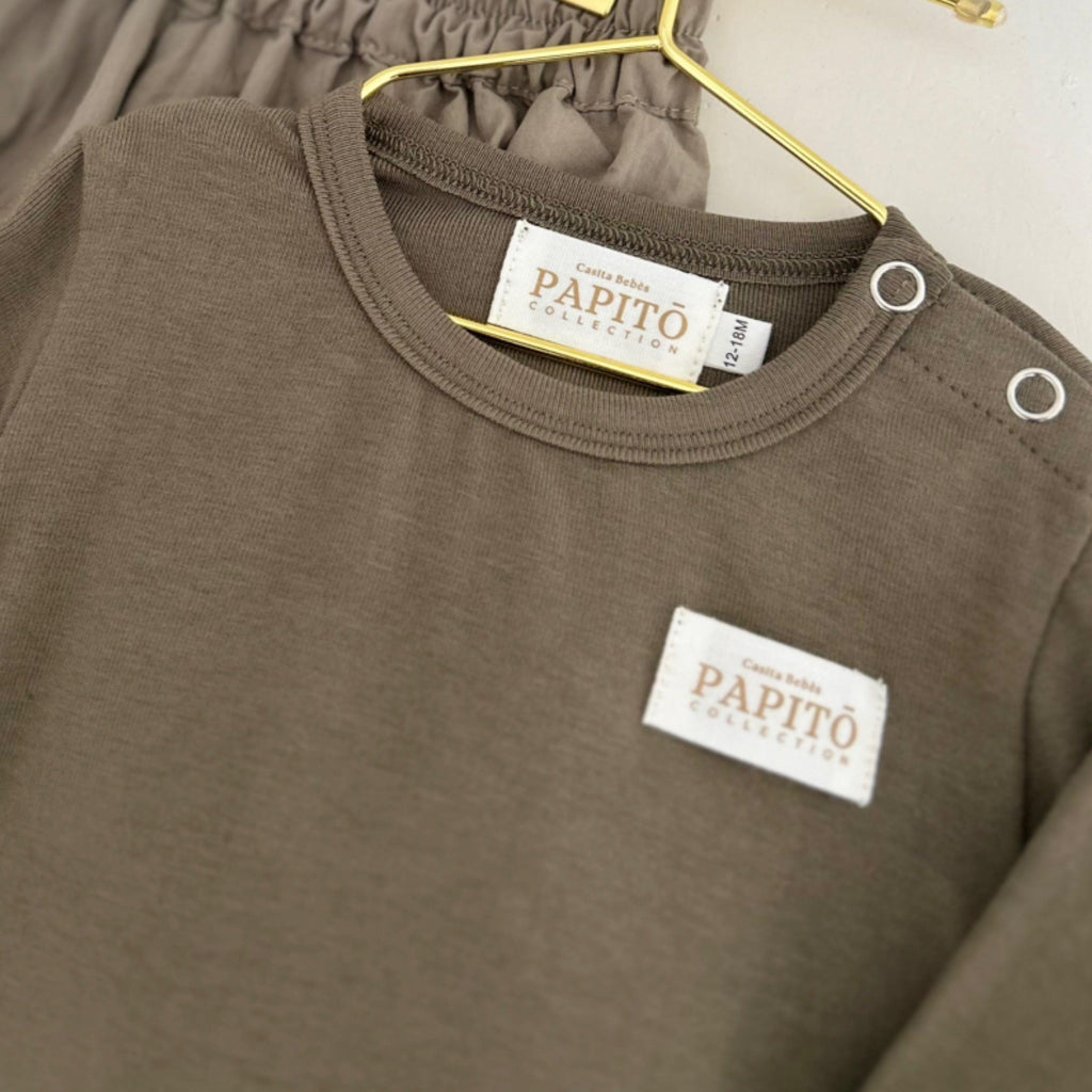 Papitō Ultra-Soft Winter Bodysuit for Newborns - Khaki