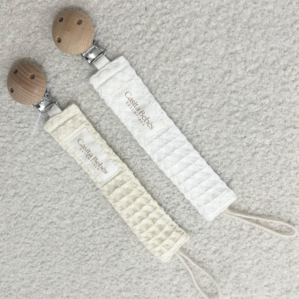 Essentīals Waffle Dummy Holder - Organic Cotton Infant Accessory