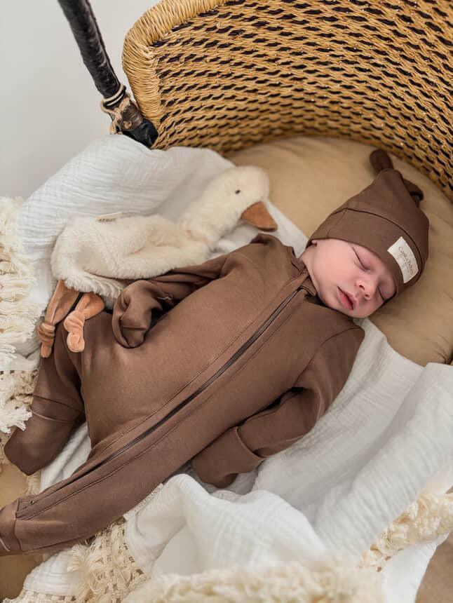 Essentīals Knot Beanie for Baby - Dusty Brown, Cozy & Stylish