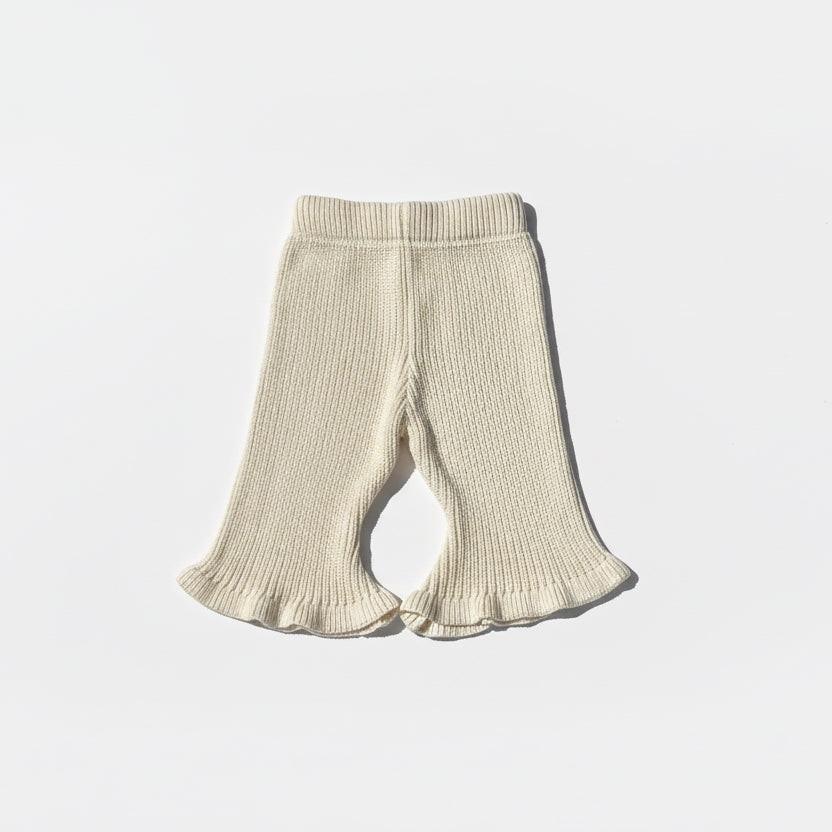 Mamīta Organic Cotton Chunky Flared Pants for Babies - Beige