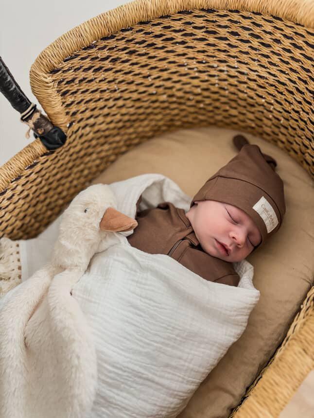 Essentīals Knot Beanie for Baby - Dusty Brown, Cozy & Stylish
