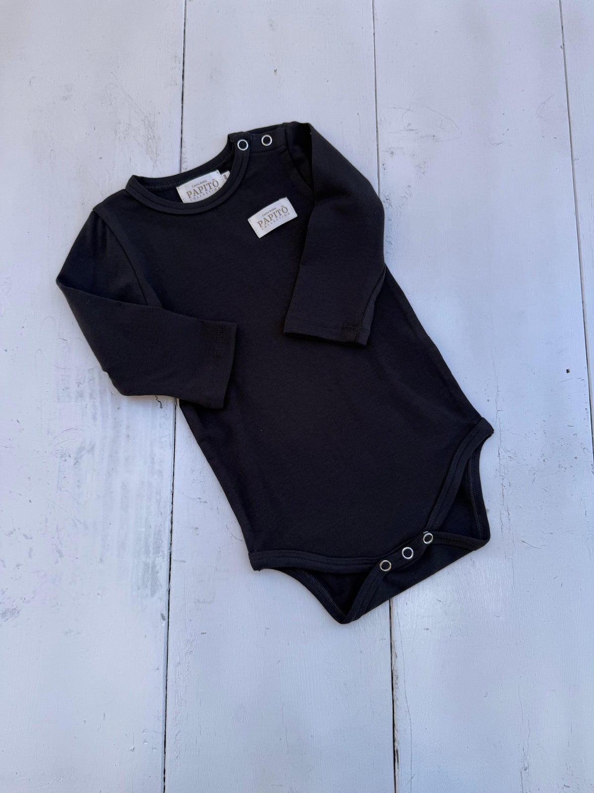 Papitō Soft Cotton Winter Bodysuit for Newborns - Dusty Black