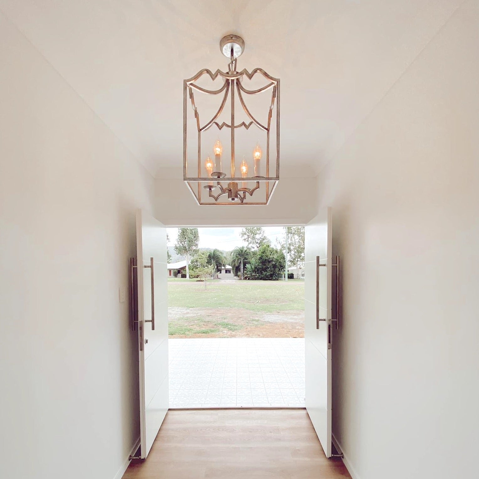 Palazzo Modern Brushed Champagne Lantern Pendant Light