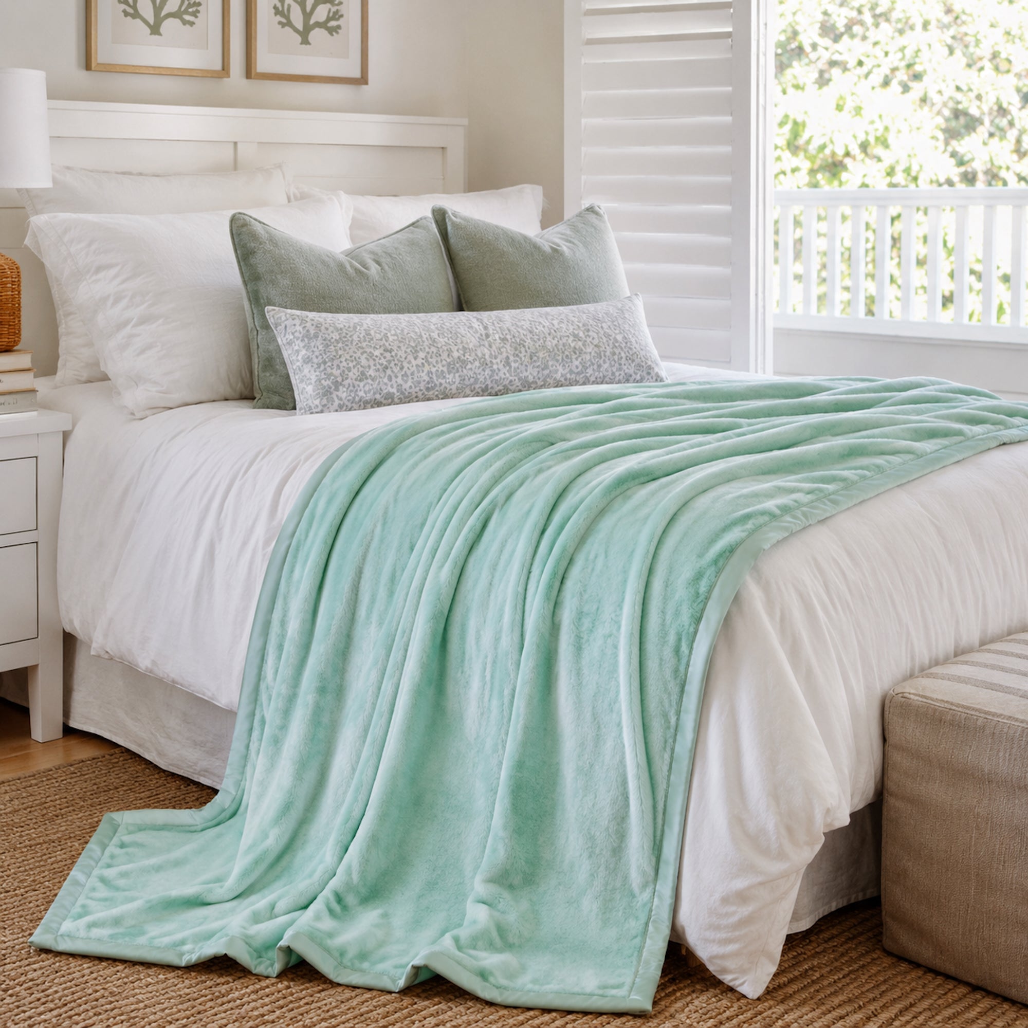 Luxurious Turquoise Plush Faux Fur Throw Blanket - Cozy Comfort