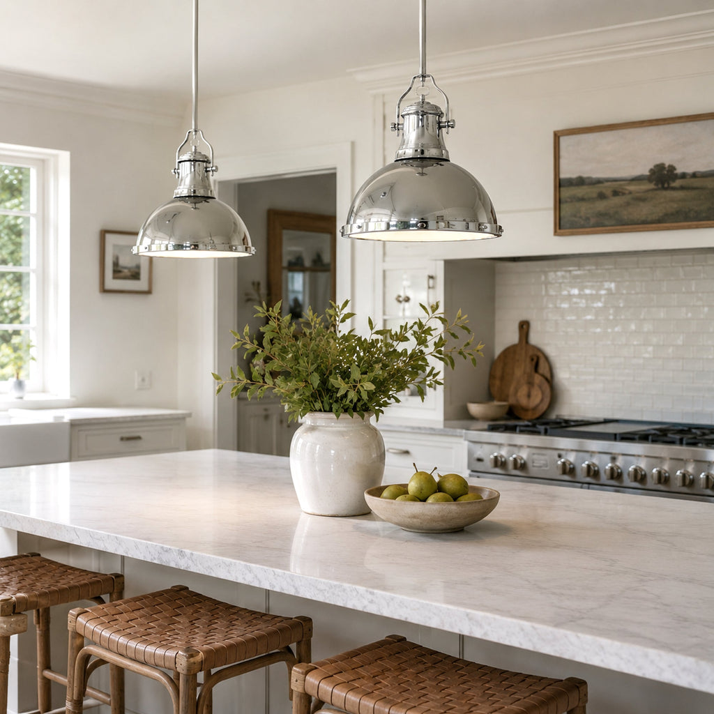 Amani Chrome Metal Pendant Light - Adjustable Industrial Style