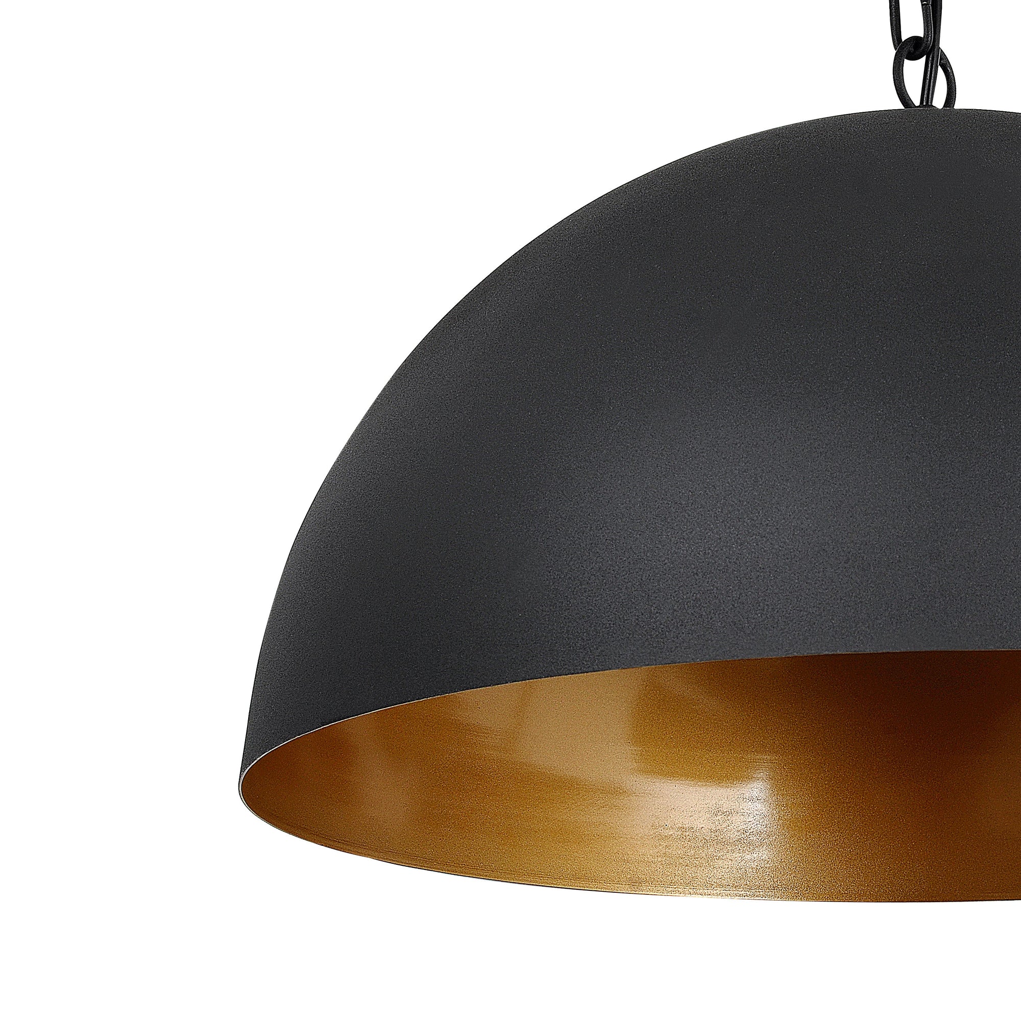 Presley Black Dome Pendant Light with Gold Interior - Modern Elegance