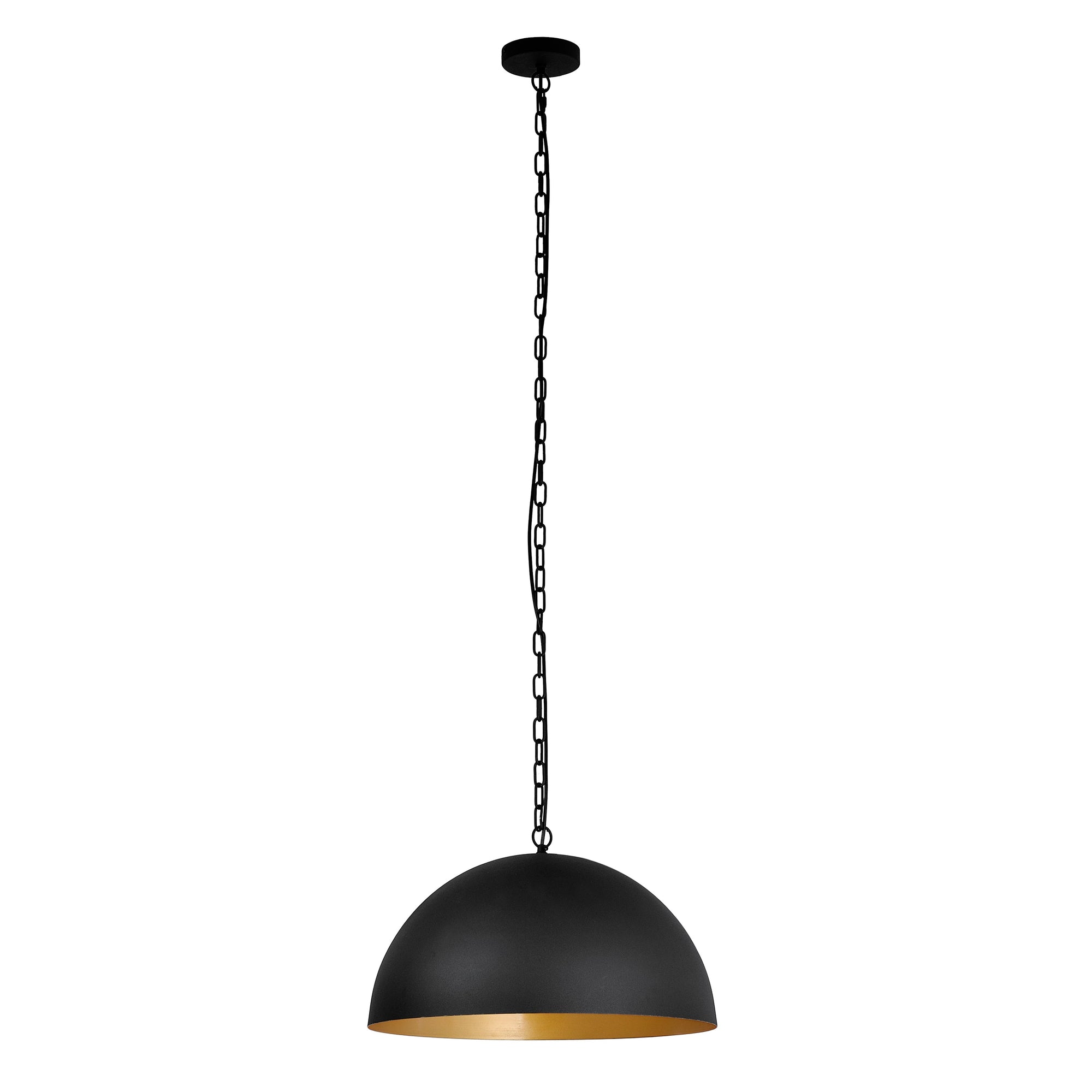 Presley Black Dome Pendant Light with Gold Interior - Modern Elegance
