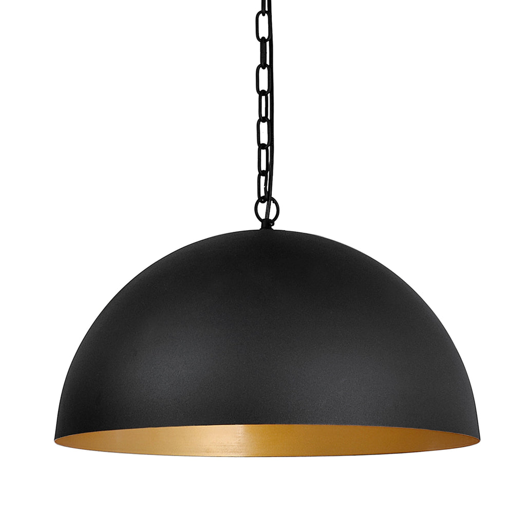 Presley Black Dome Pendant Light with Gold Interior - Modern Elegance