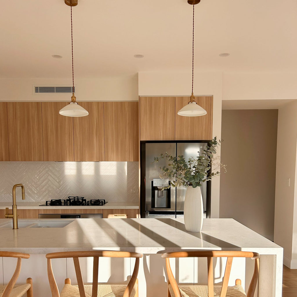 Hollie Ceramic Pleated Pendant Light - Vintage Industrial Style