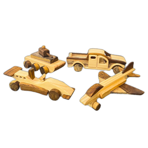 Wooden Vehicle Toy Collection (Single Models & Combo Sets) | Safe Toddler Car Toys, Trucks, Plane & Tank | Ultimate Christmas / Birthday Gift for Kids