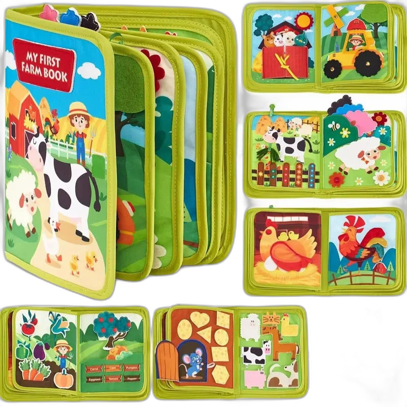 Montessori Farm Animal Cloth Book - Interactive Learning Toy for Toddlers