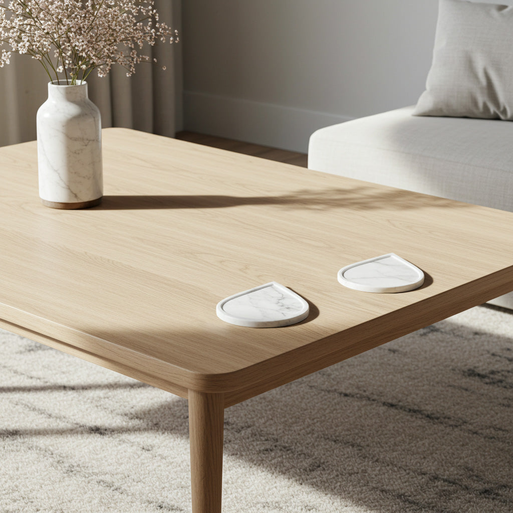 Elegant White Marble Raindrop Coaster Set for Stylish Surfaces