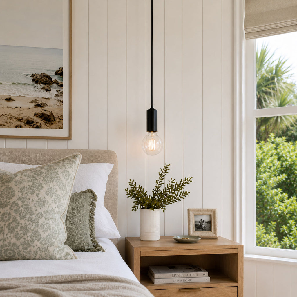 Riley Matt Black Pendant Light - Industrial Chic & Adjustable