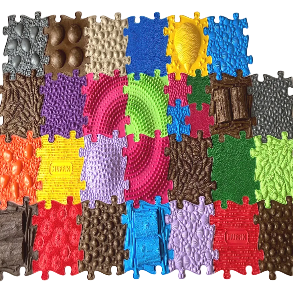 Muffik Royal Tactile Sensory Play Rug Set – 30 Textured Tiles