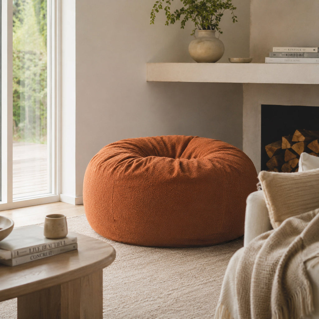 Luxurious Rust Boucle Bean Bag - Comfort & Style for Every Home