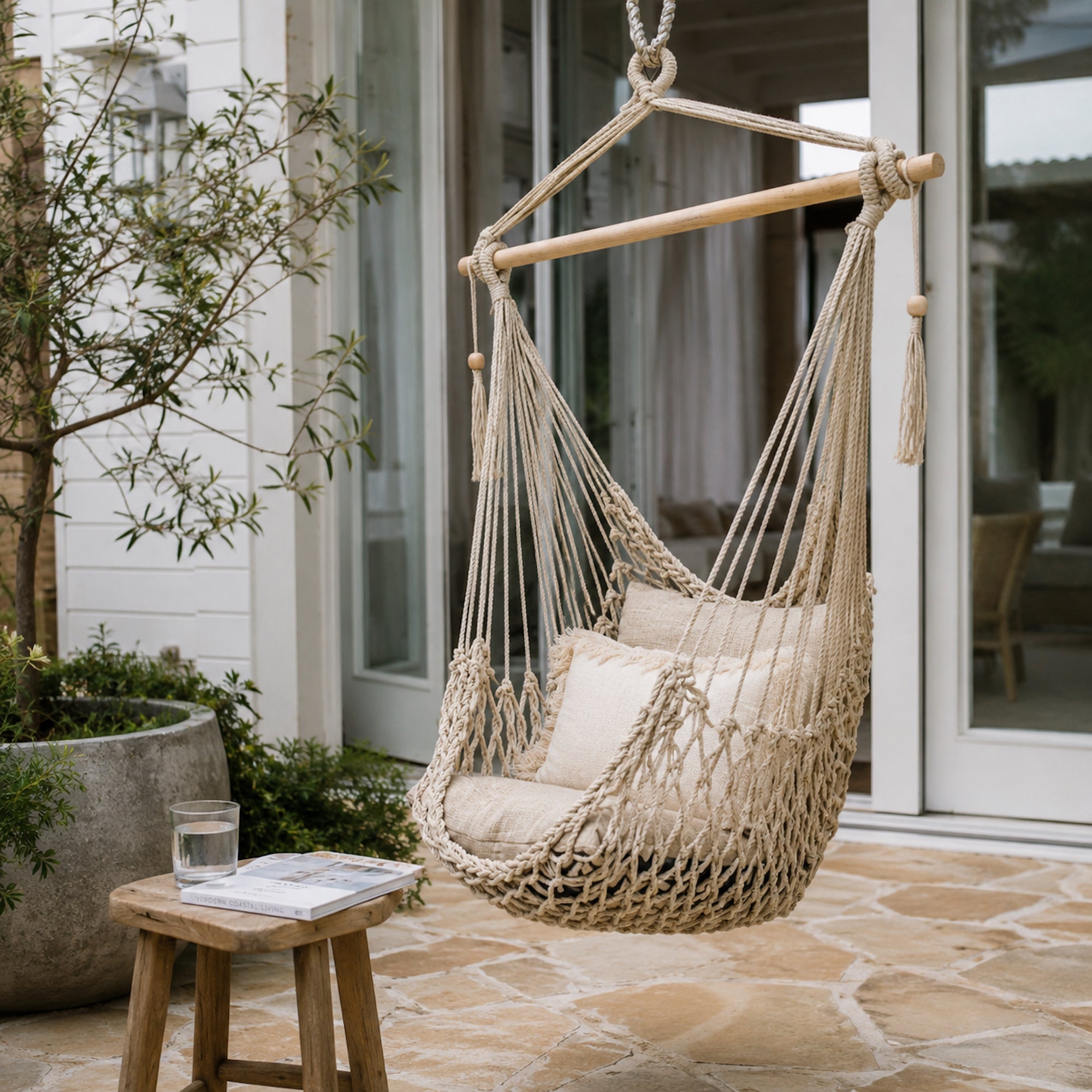 Salvador Macrame Hammock Chair - Elegant Natural Hanging Seat