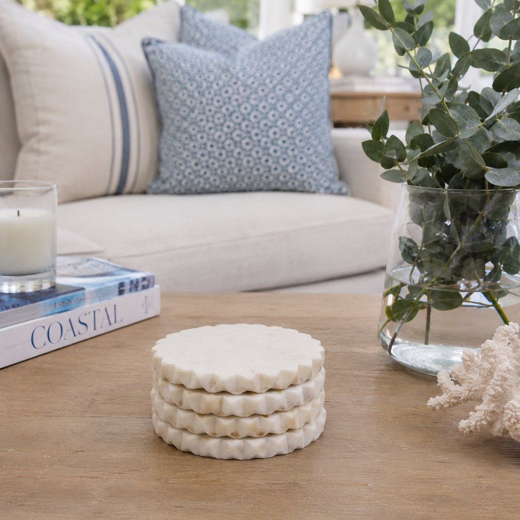 Elegant Jagged Edge Marble Coaster Set for Stylish Home Decor