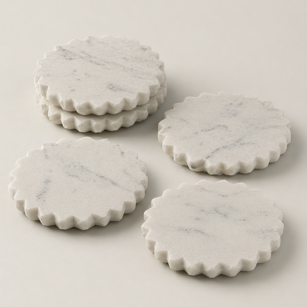 Elegant Jagged Edge Marble Coaster Set for Stylish Home Decor