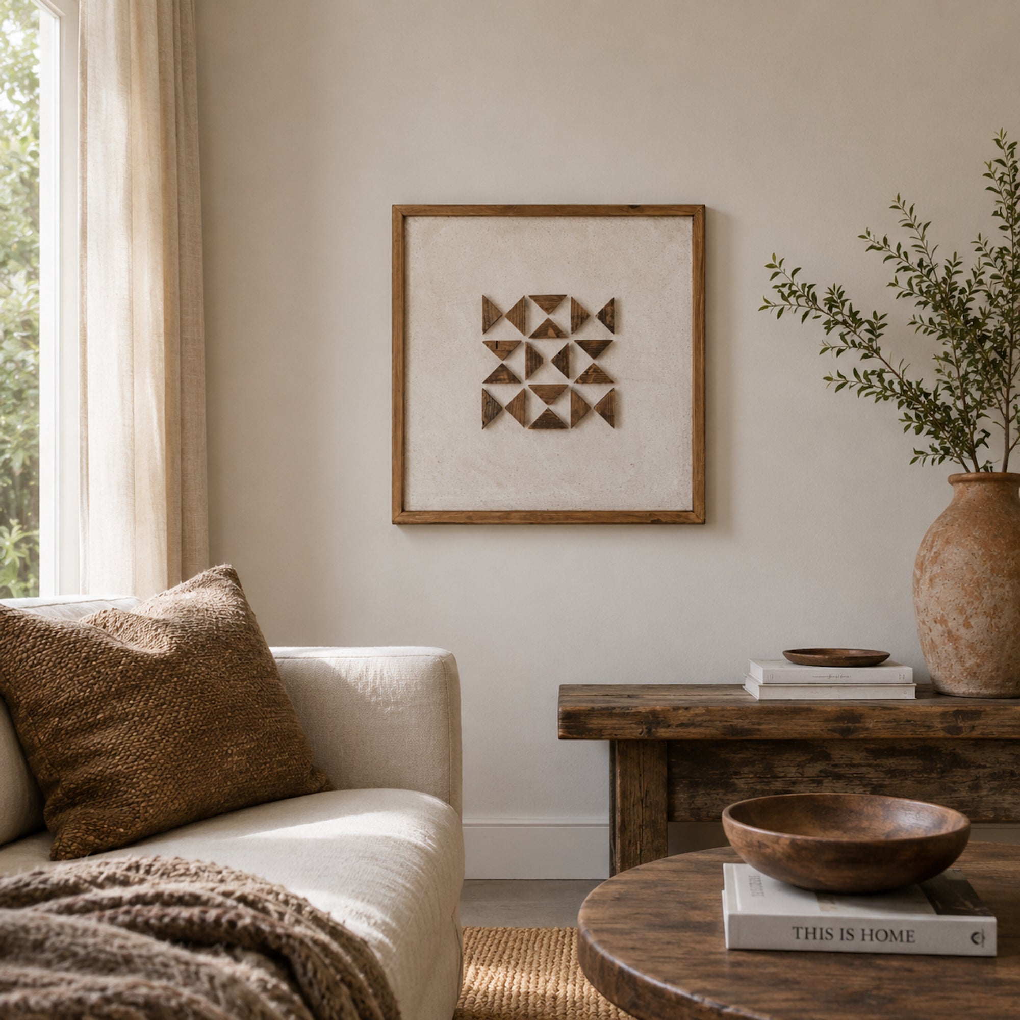 Stunning Elm Square Wall Art - Eco-Friendly, Ready to Hang - 62x62cm