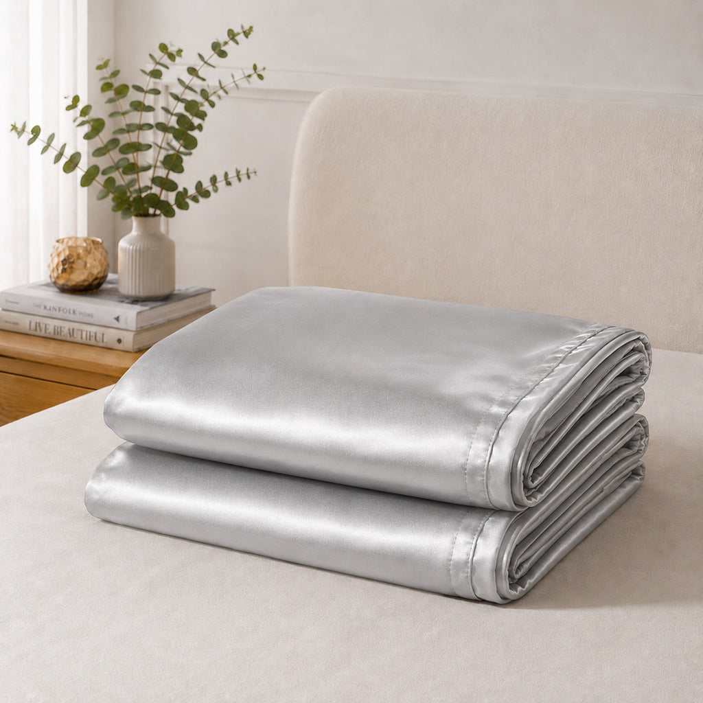 Luxurious Silver Satin Pillowcase Set - 50cm x 75cm