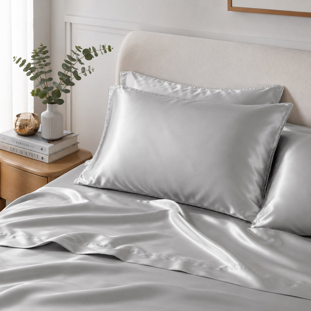 Luxurious Silver Satin Pillowcase Set - 50cm x 75cm