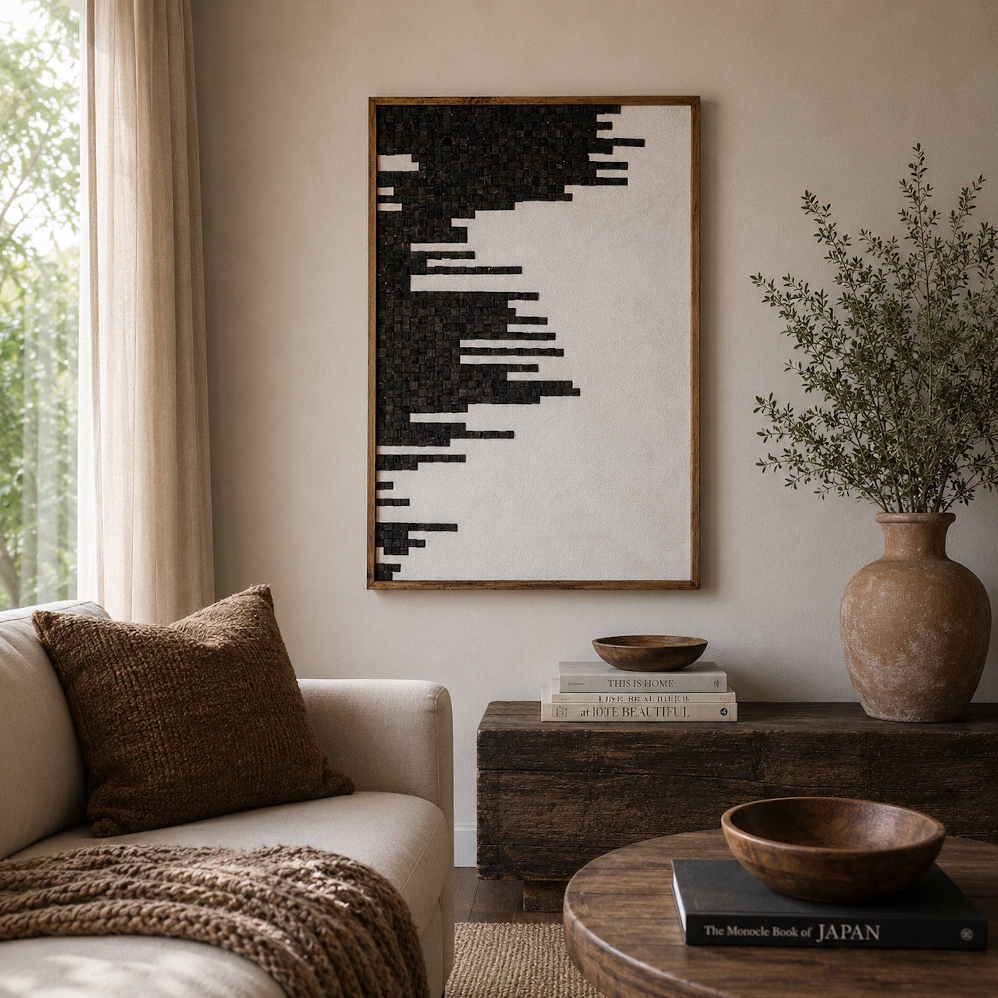 Timbered Contours Ready-to-Hang Wall Art | Eco-Friendly Design 82x122cm