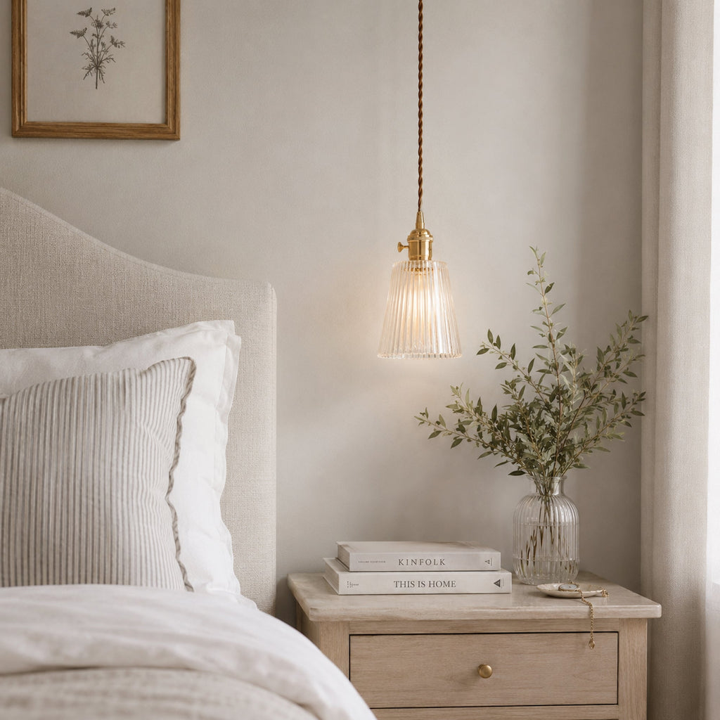 Carrie Vintage Glass Pendant Light with Adjustable Twisted Cord