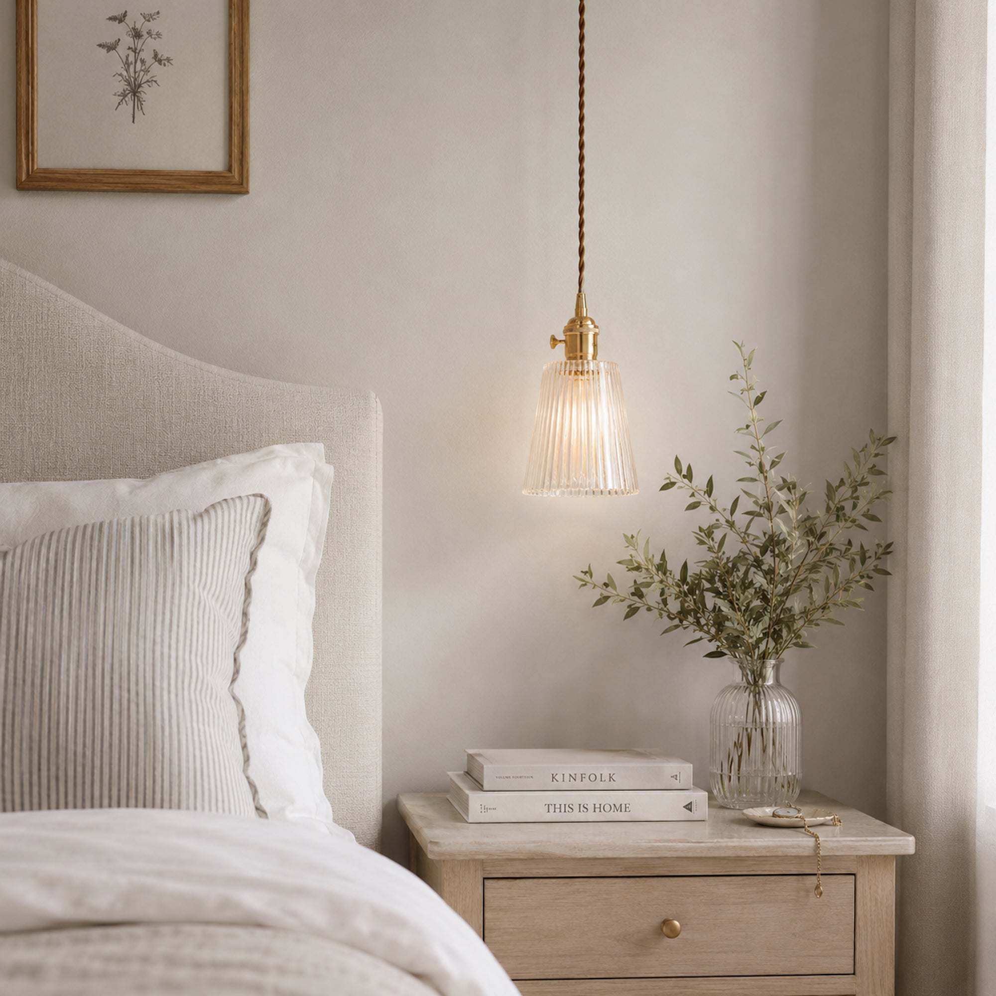Carrie Vintage Glass Pendant Light with Adjustable Twisted Cord