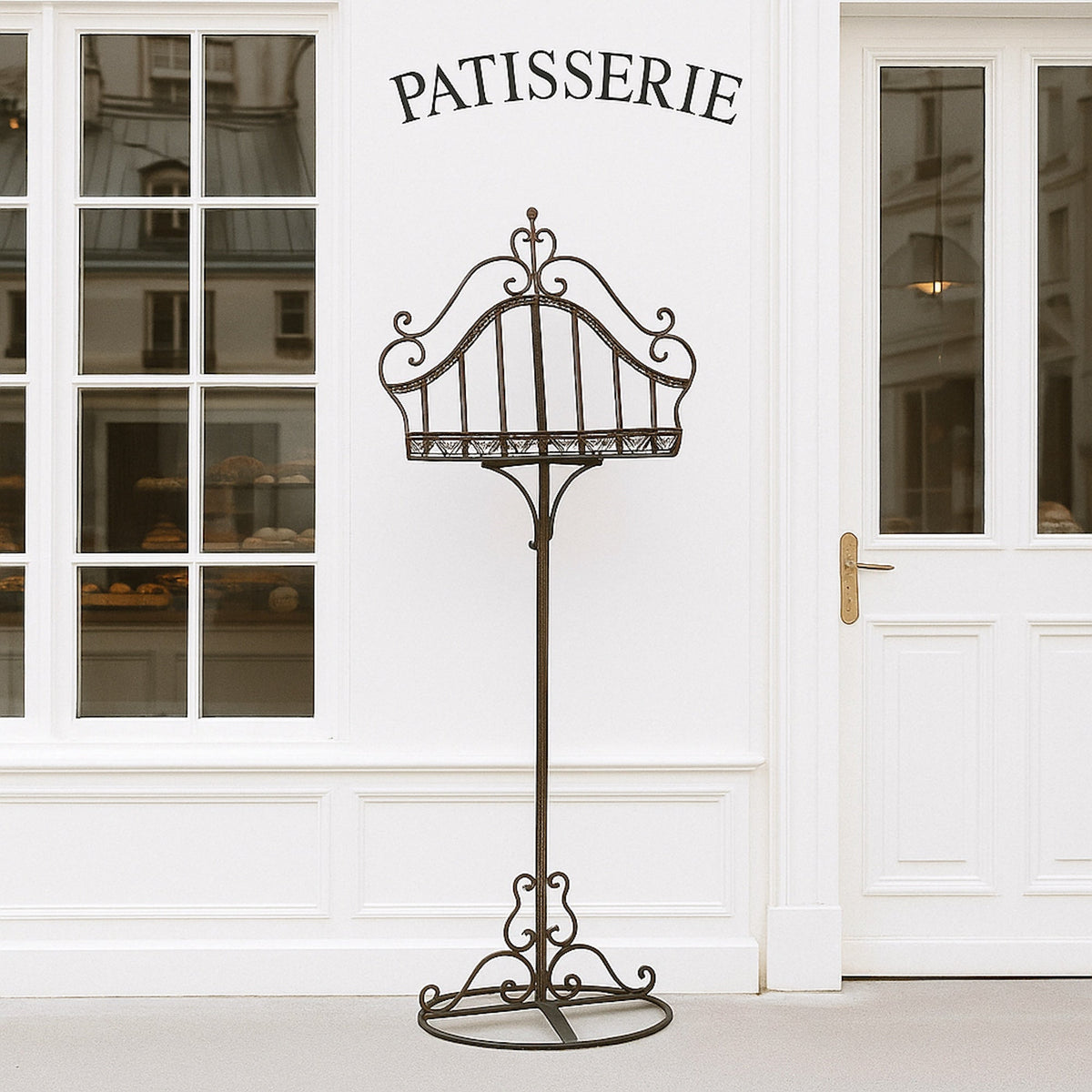 Elegant Wrought Iron Music & Menu Stand - Distressed Black Design
