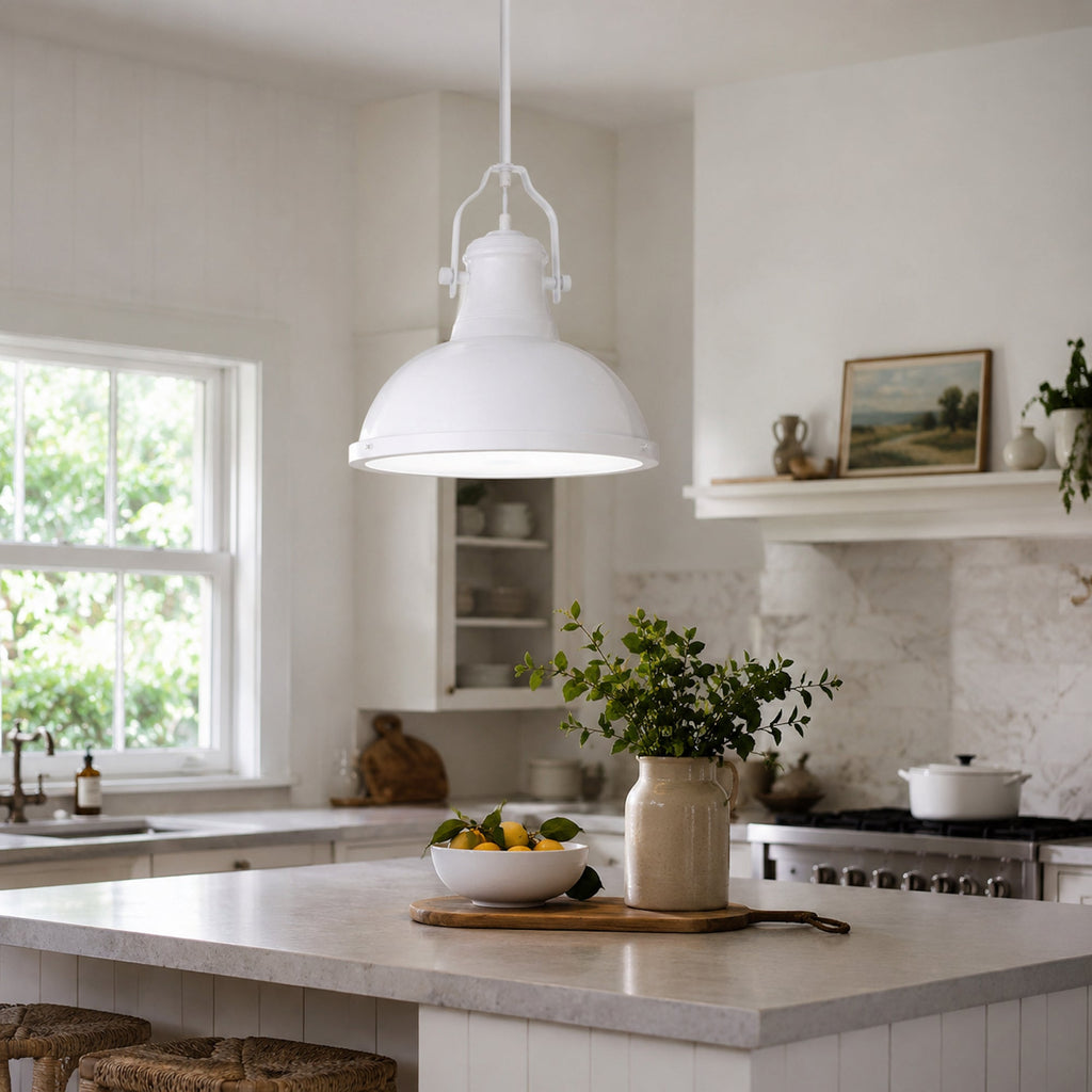 Amani White Metal Pendant Light - Adjustable Stylish Design