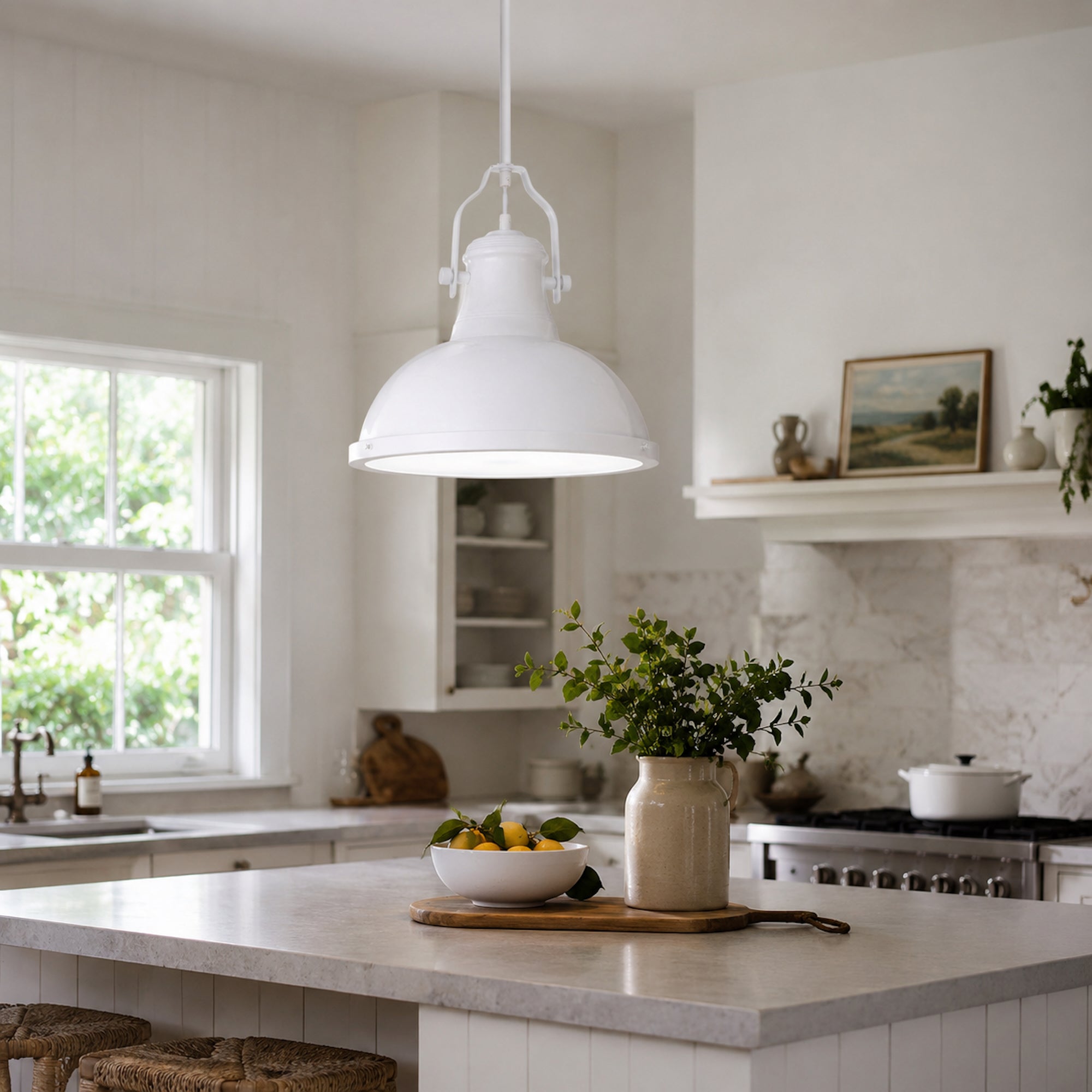 Amani White Metal Pendant Light - Adjustable Stylish Design