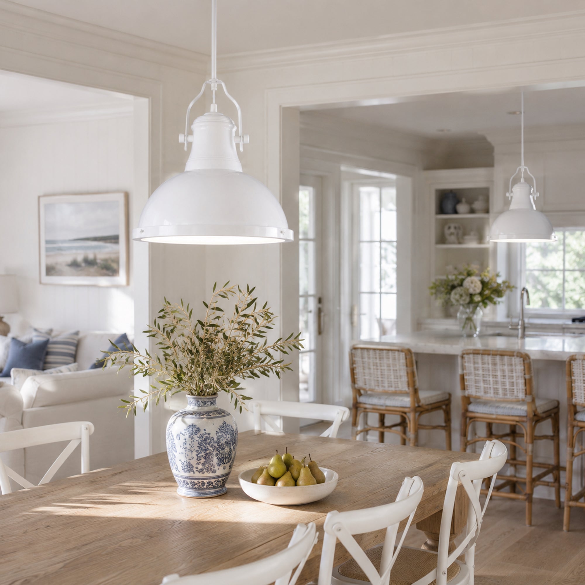 Amani White Metal Pendant Light - Adjustable Stylish Design
