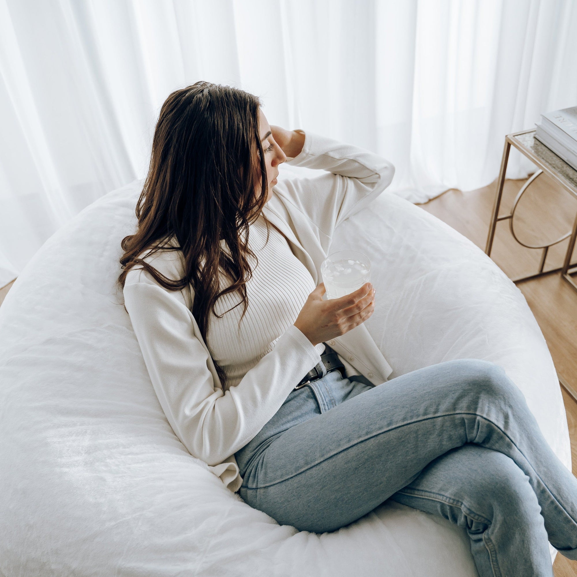 White Cloud Plush Fur Bean Bag for Ultimate Comfort & Style