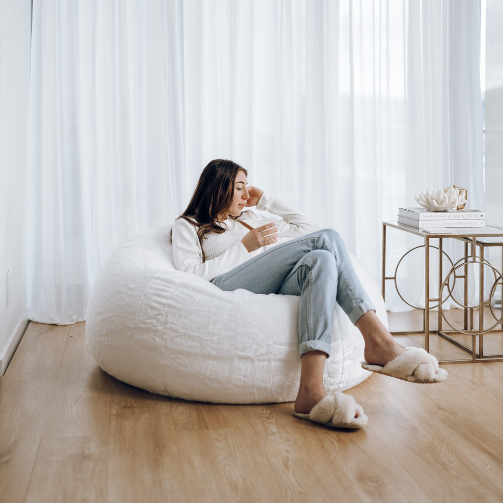 White Cloud Plush Fur Bean Bag for Ultimate Comfort & Style