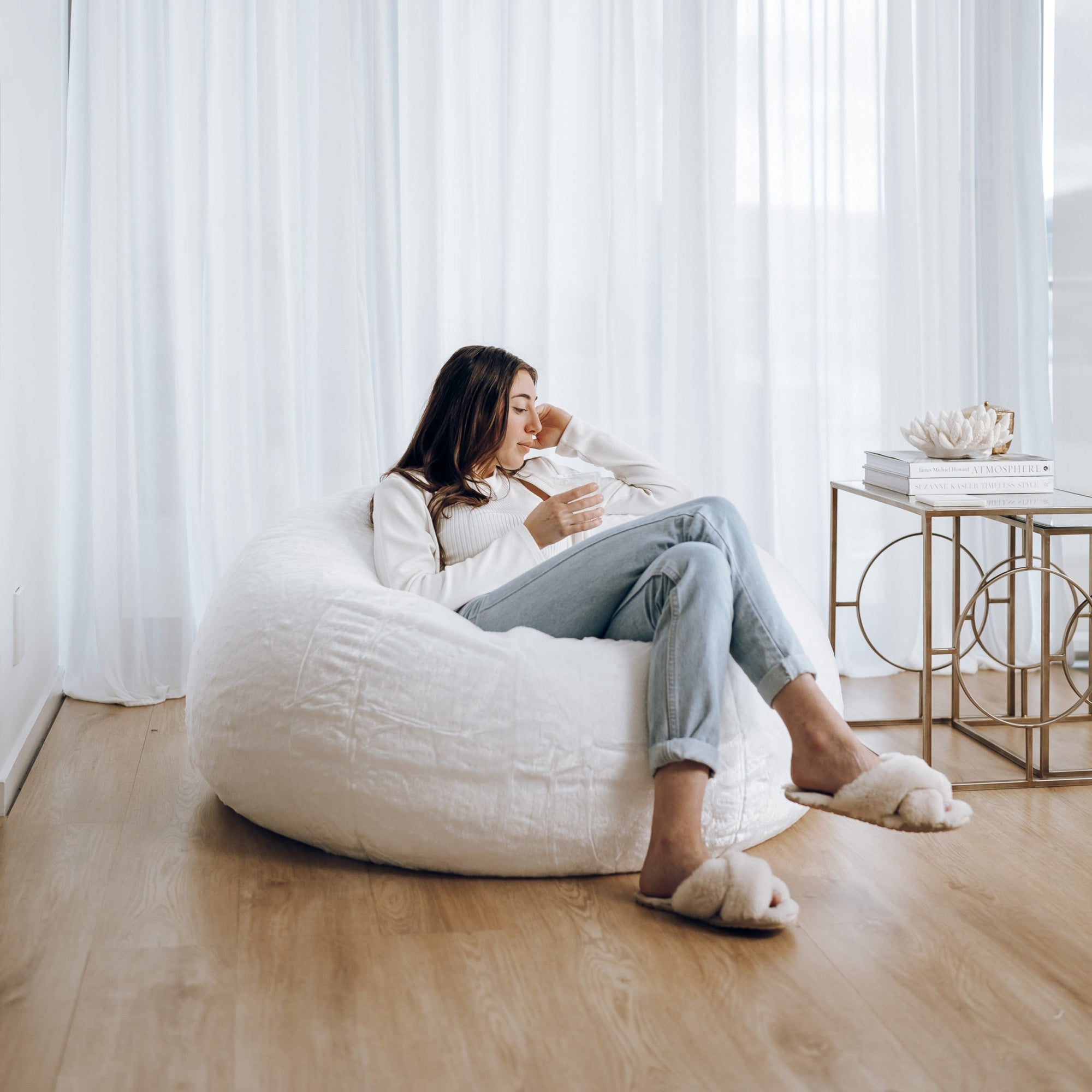 White Cloud Plush Fur Bean Bag for Ultimate Comfort & Style
