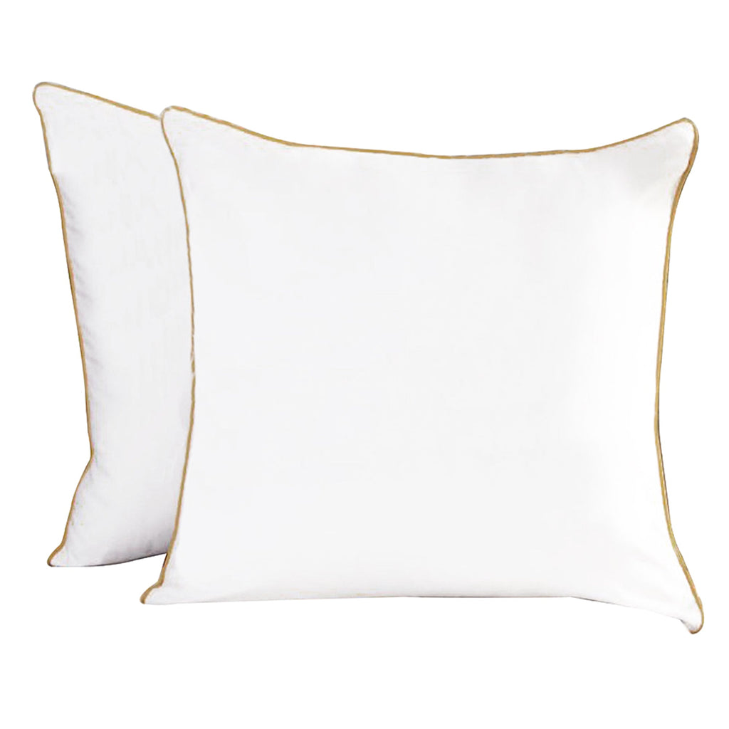Ivory & Deene Plaza Collection White Pillowcase Set with Gold Piping