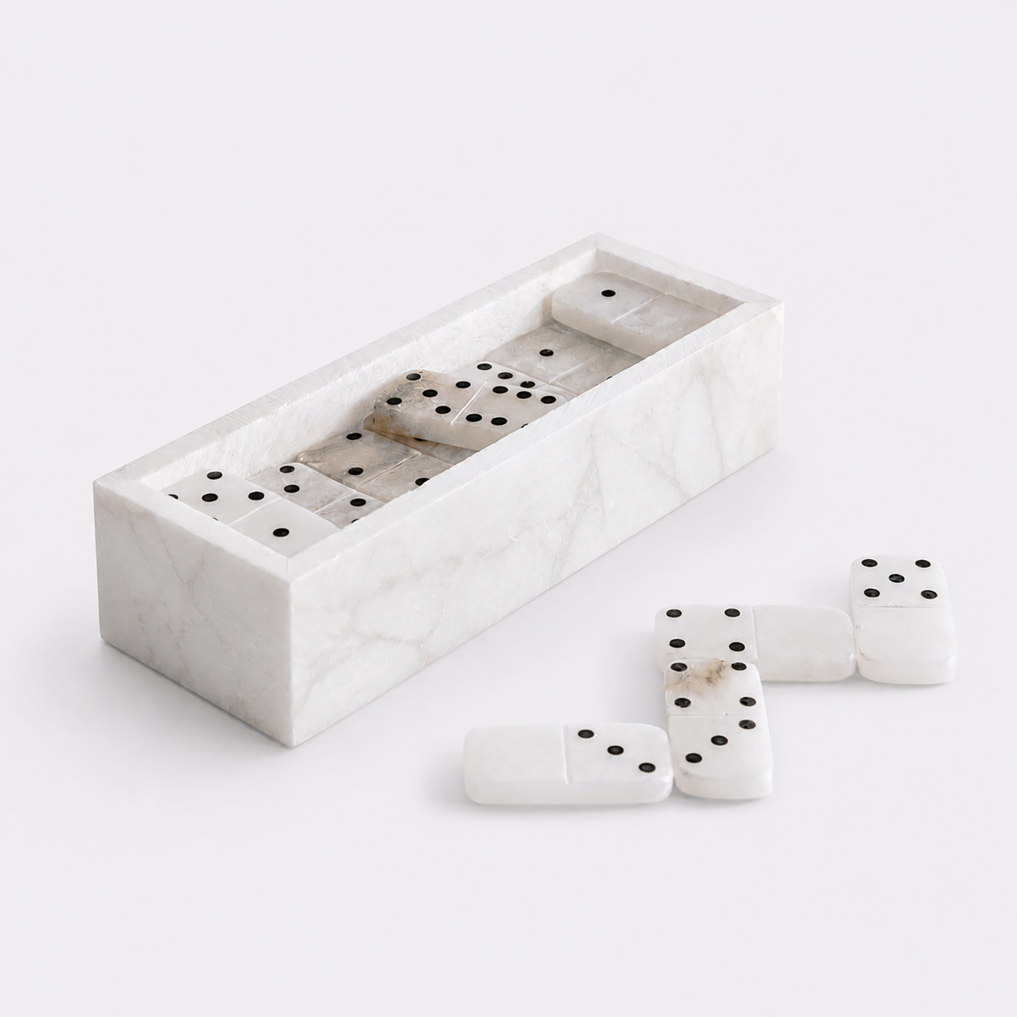 Luxury Alabaster Dominoes Game Set - Timeless Entertainment