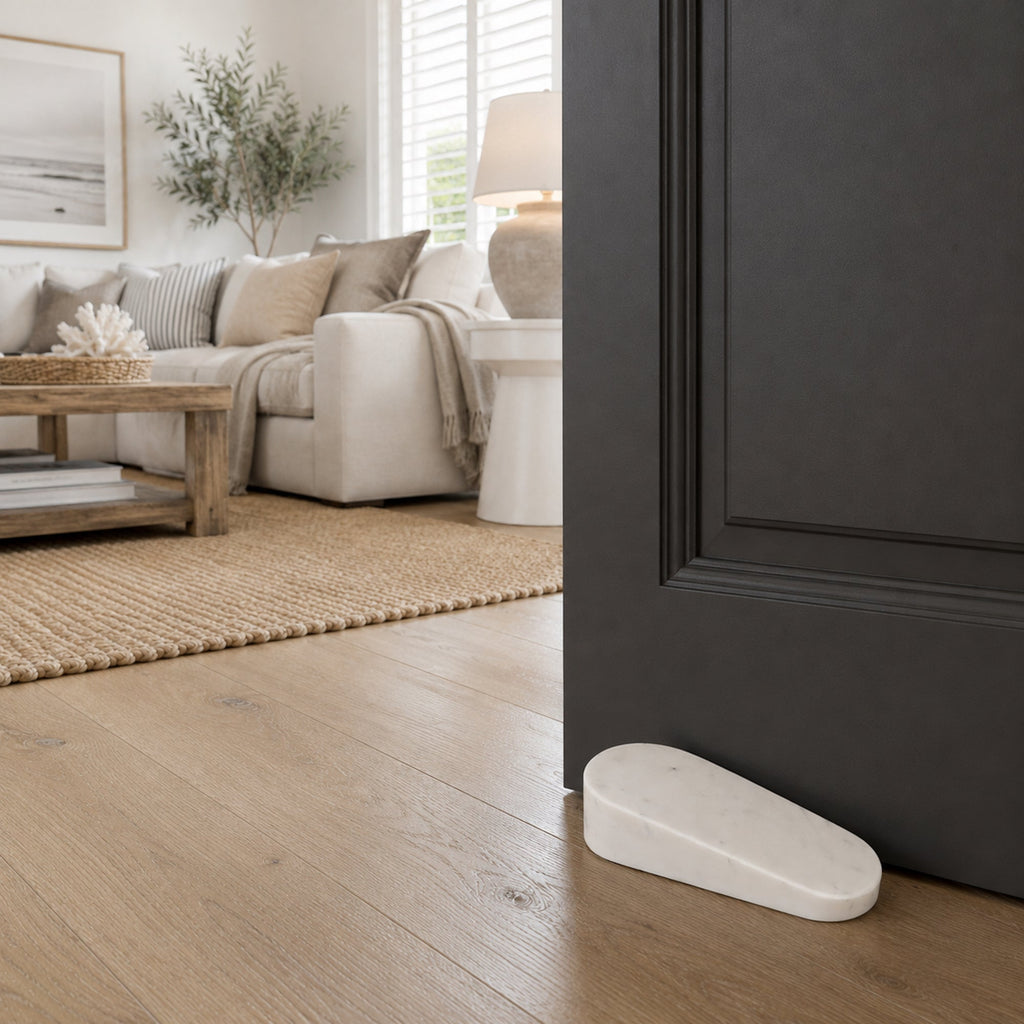 Elegant White Marble Door Wedge Stop - Decorative & Functional