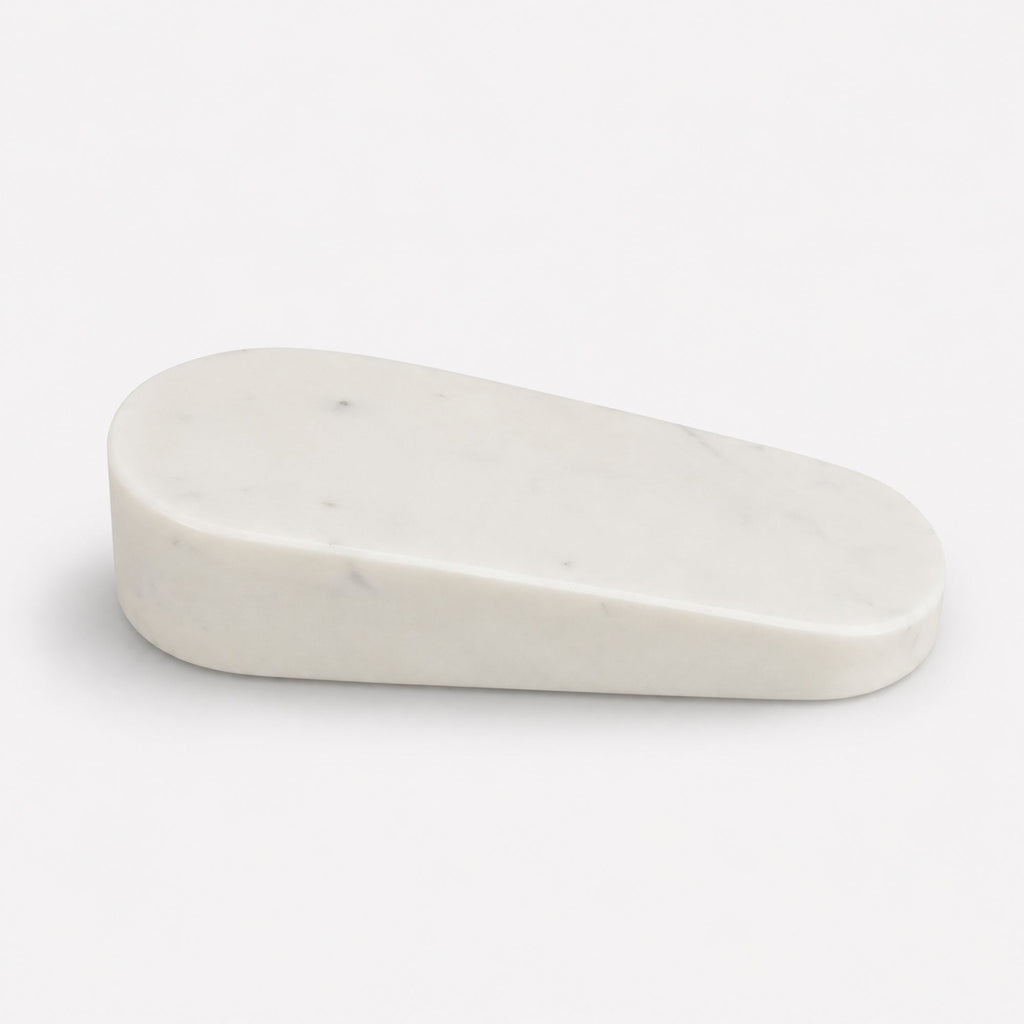Elegant White Marble Door Wedge Stop - Decorative & Functional