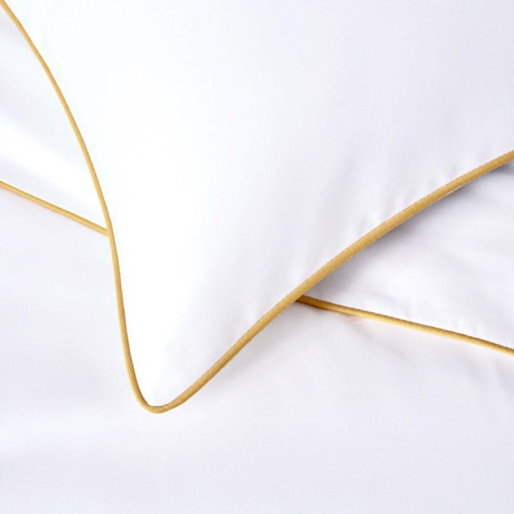 Ivory & Deene Plaza Collection White Pillowcase Set with Gold Piping