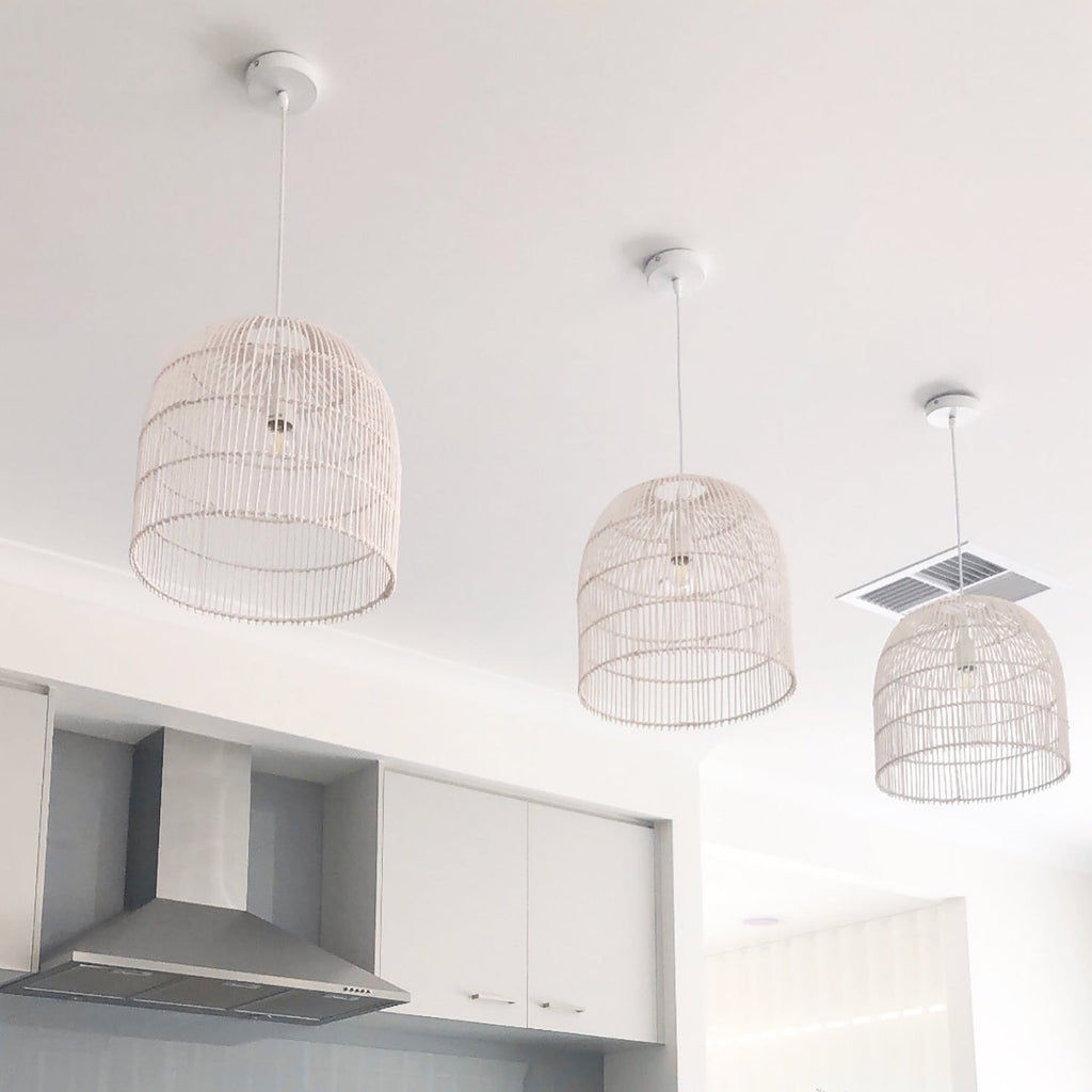 Siena Whitewash Rattan Cane Pendant Light – Bohemian & Modern Style