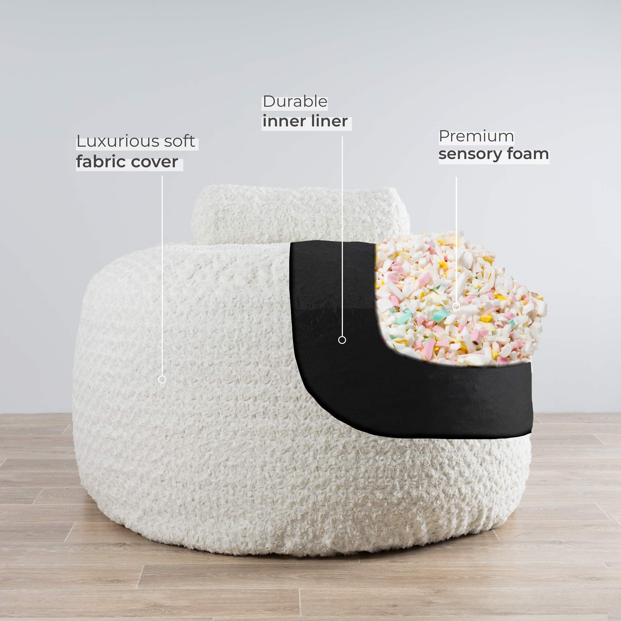 DreamPod® Classic White Bean Bag - Comfort & Style for Any Space