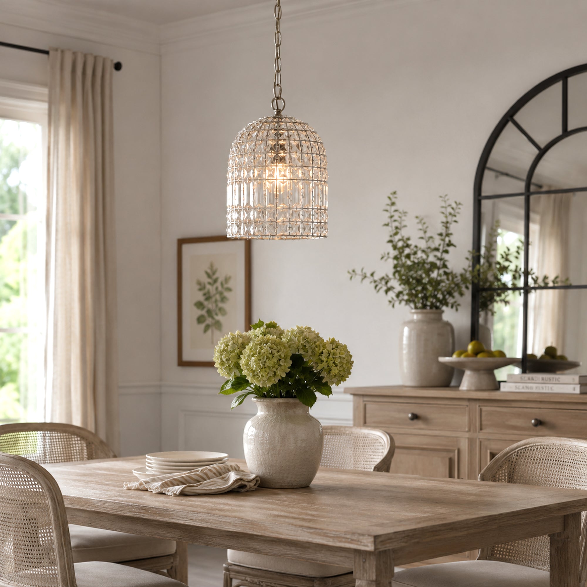 Elegant Chrome Dome Chandelier with Glass Crystals